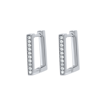 Square Shape Earrings with Diamonds (White Gold)