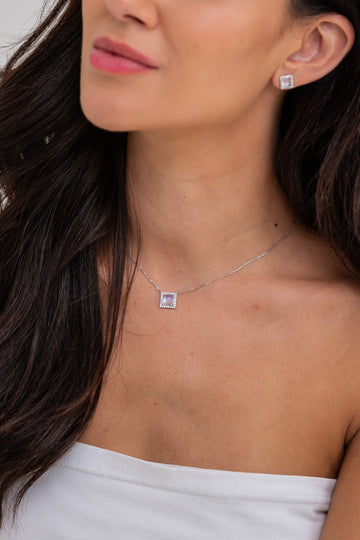 Moon stone & Diamonds Necklace  Elegance Glow