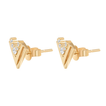 V Shape Earring Gold And Diamonds .