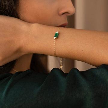 Malachite Bracelet with Diamonds