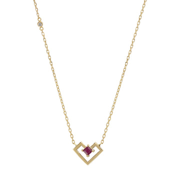 Heart Of Gold Necklace - Ruby