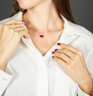 Yellow Gold with Diamond and Ruby Natural Stone