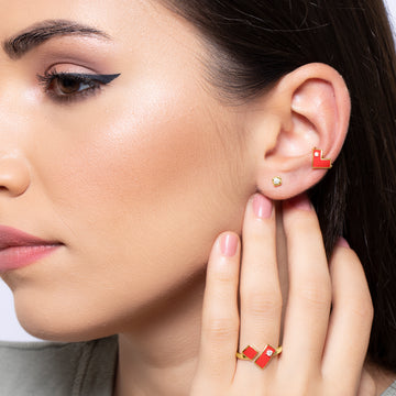 Heart Of Gold Enamel Cuff Earring