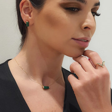 Malachite Necklace with Diamonds