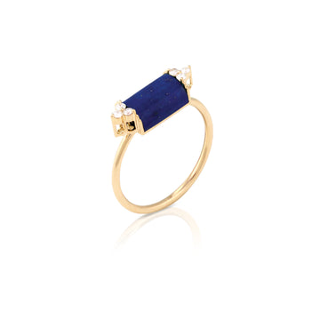 Blue Lapis Ring with Diamonds Stone