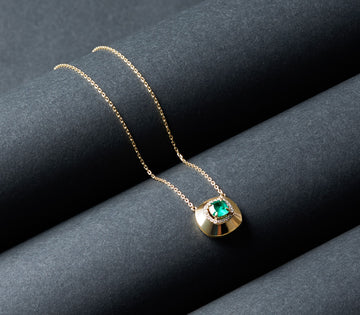 Square Emerald Necklace with Diamonds