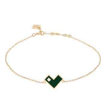 Heart Of Gold Bracelet With Green Enamel & Diamond