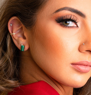 Malachite Earring with Diamonds