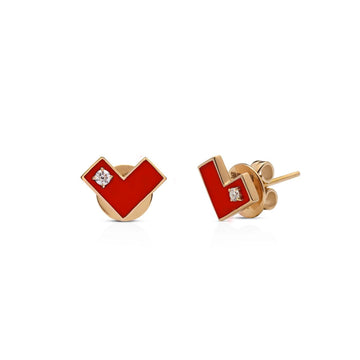 Heart Of Gold Earring - Red