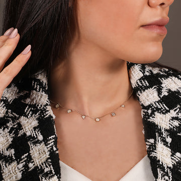 Geometric Choker Gold And Enamel with Diamonds