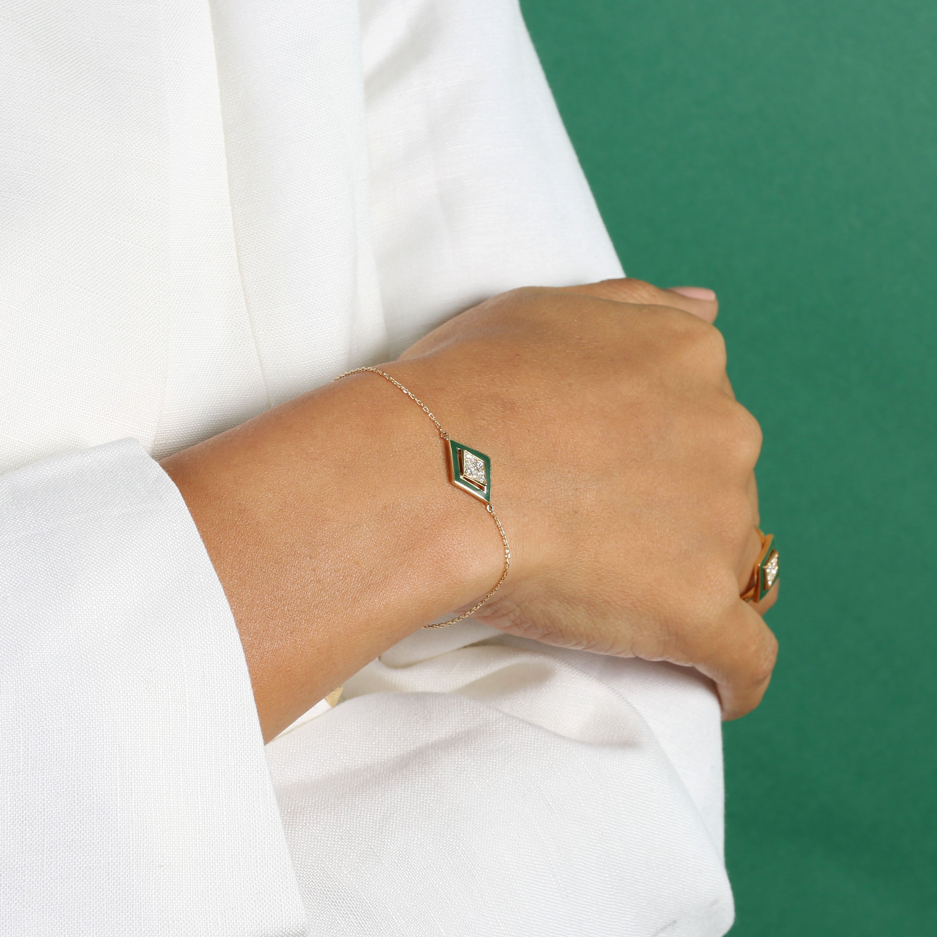 Imtinan Bracelet,  Enamel with Diamonds