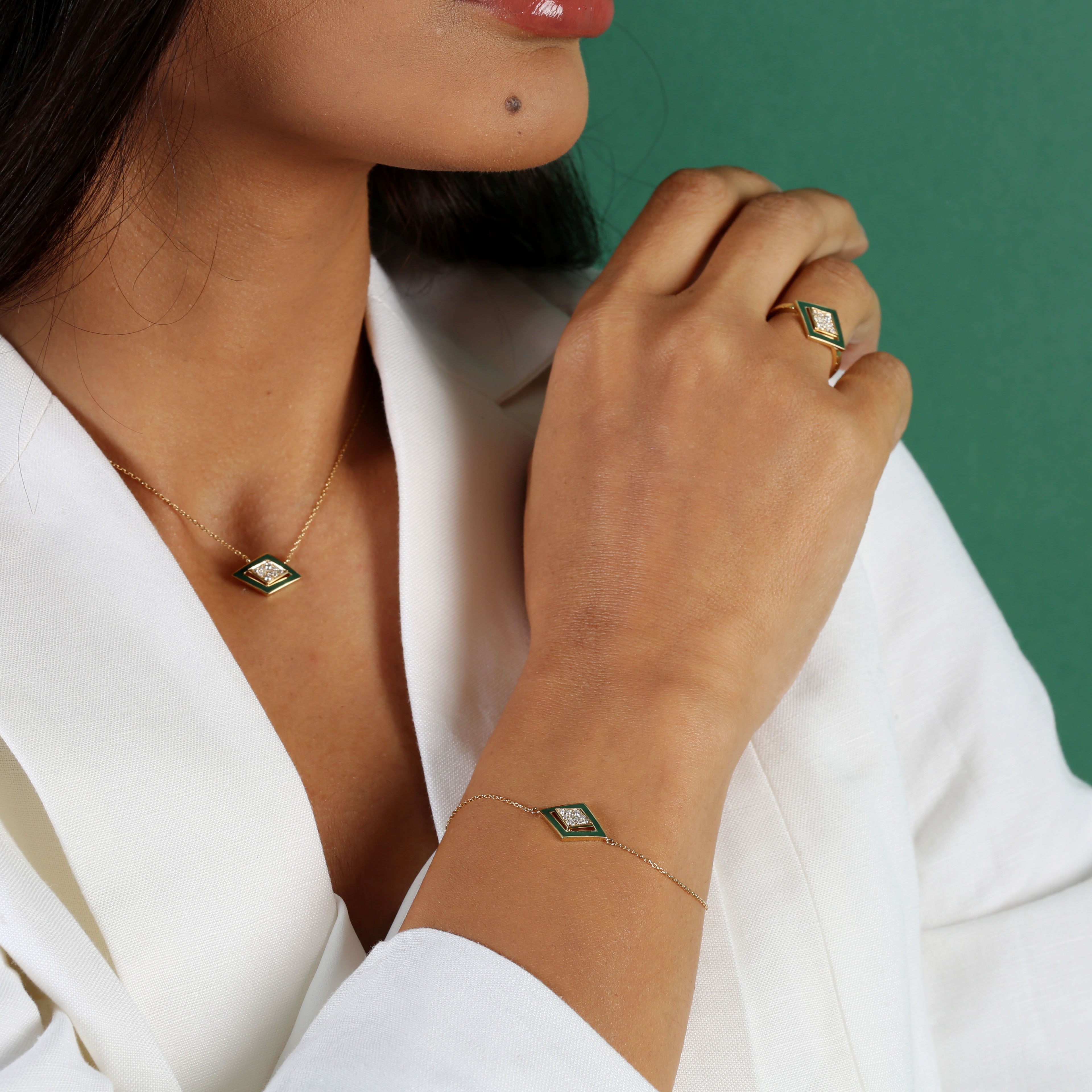 Imtinan Bracelet,  Enamel with Diamonds