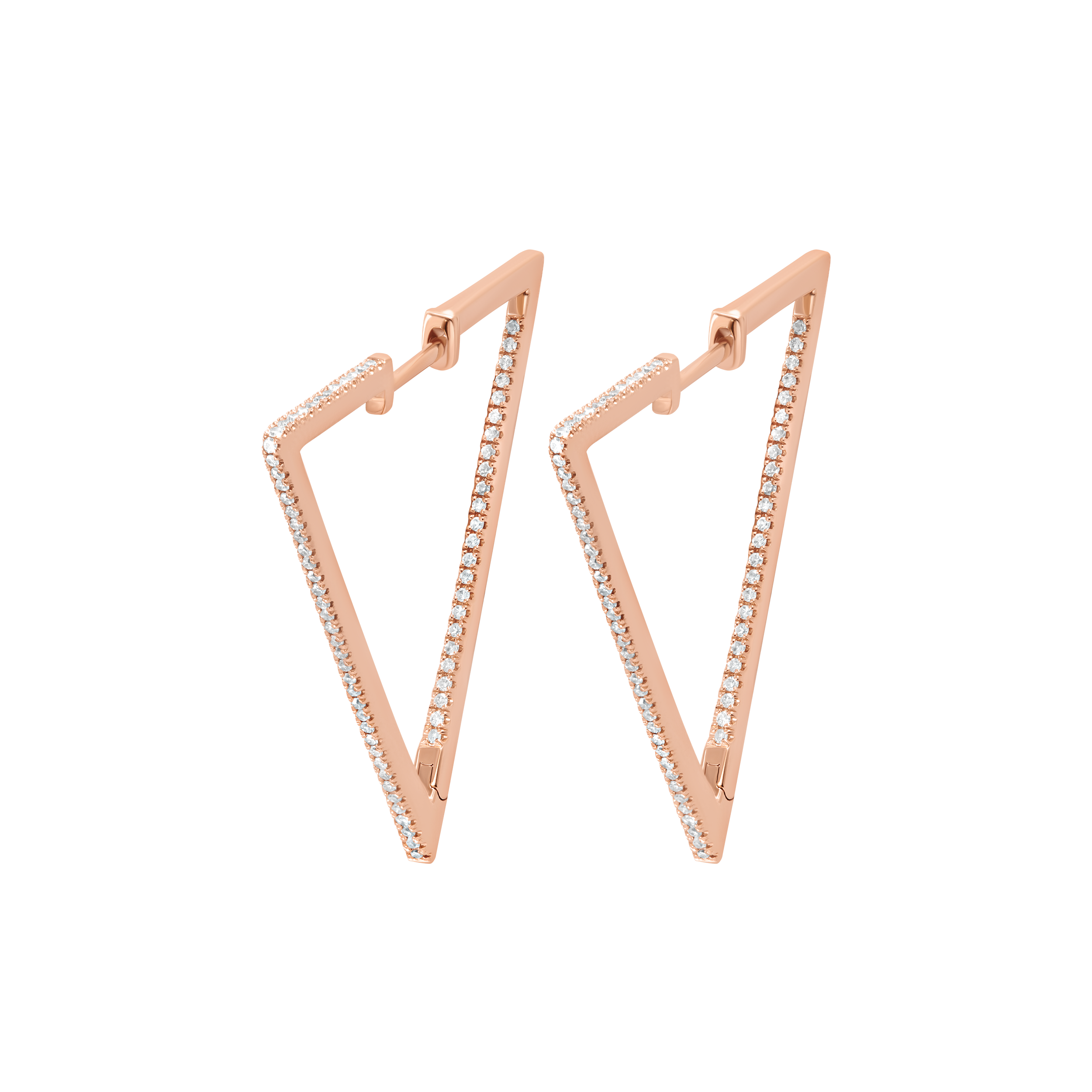Triangle shape Earrings with Diamonds (Rose Gold)