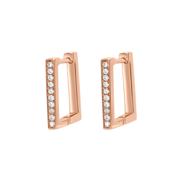 Square Shape Earrings with Diamonds (Rose Gold)