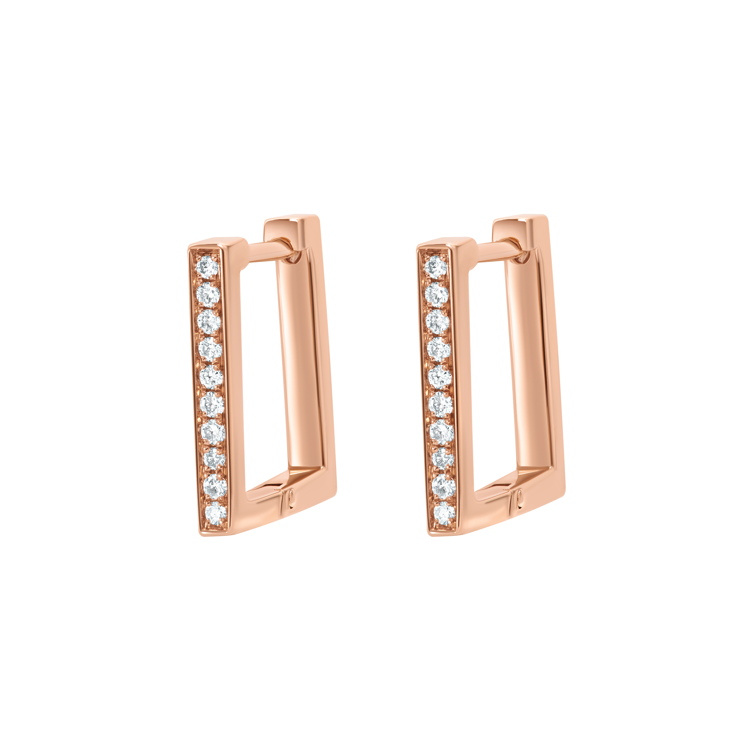 Square Shape Earrings with Diamonds (Rose Gold)