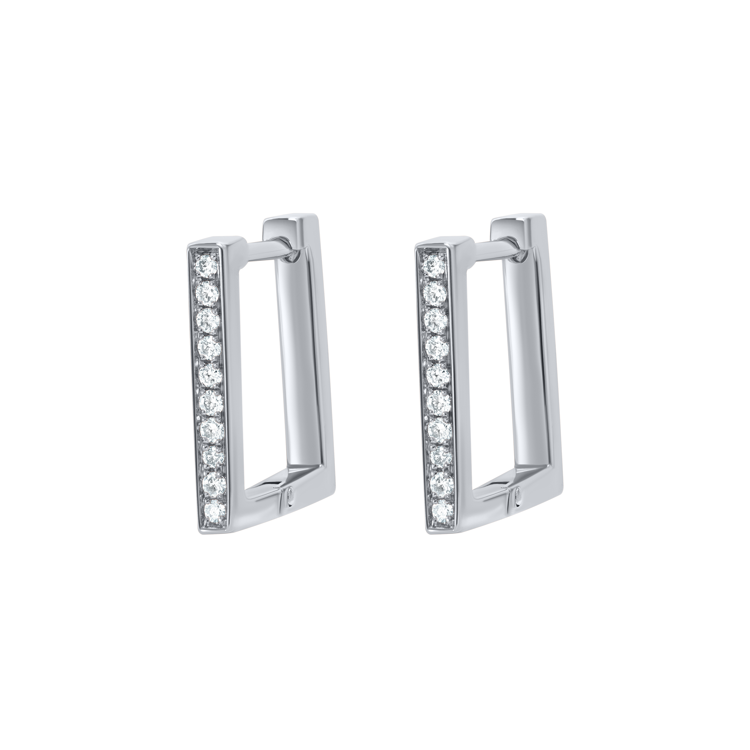 Square Shape Earrings with Diamonds (White Gold)