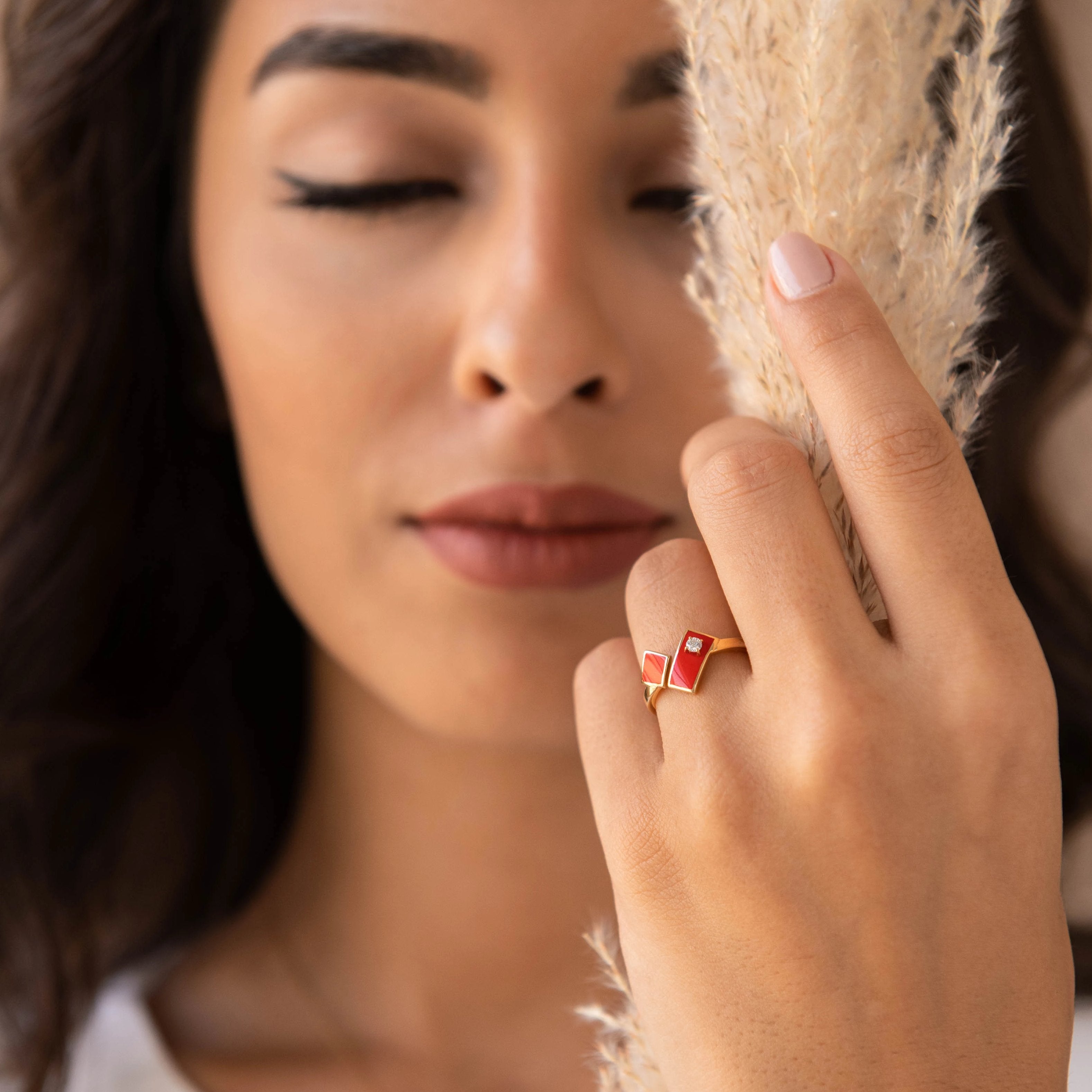 Heart of Gold Enamel Ring with Diamond