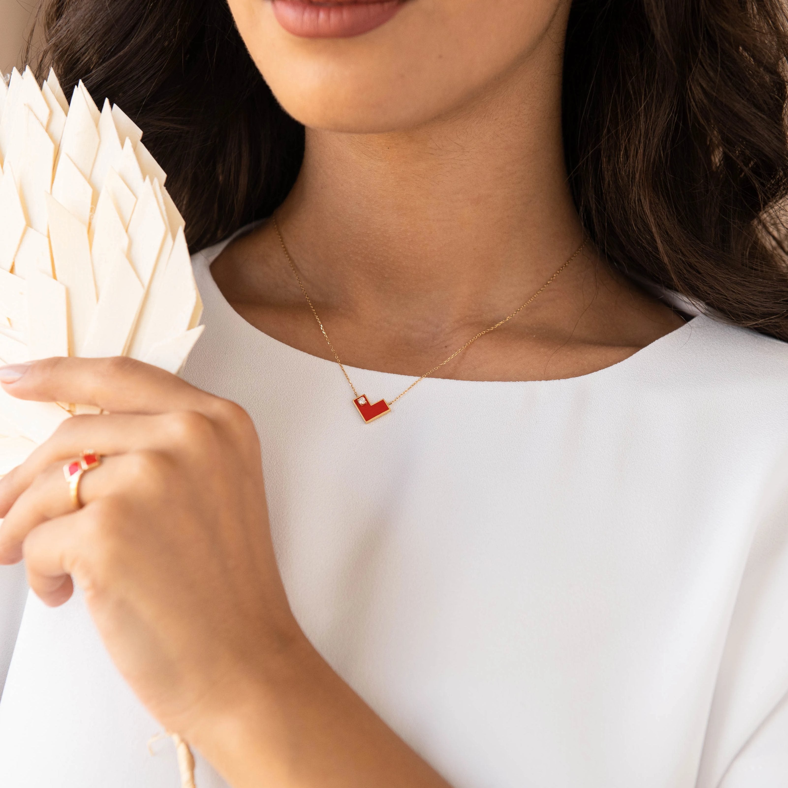 Heart Of Gold  Enamel Necklace