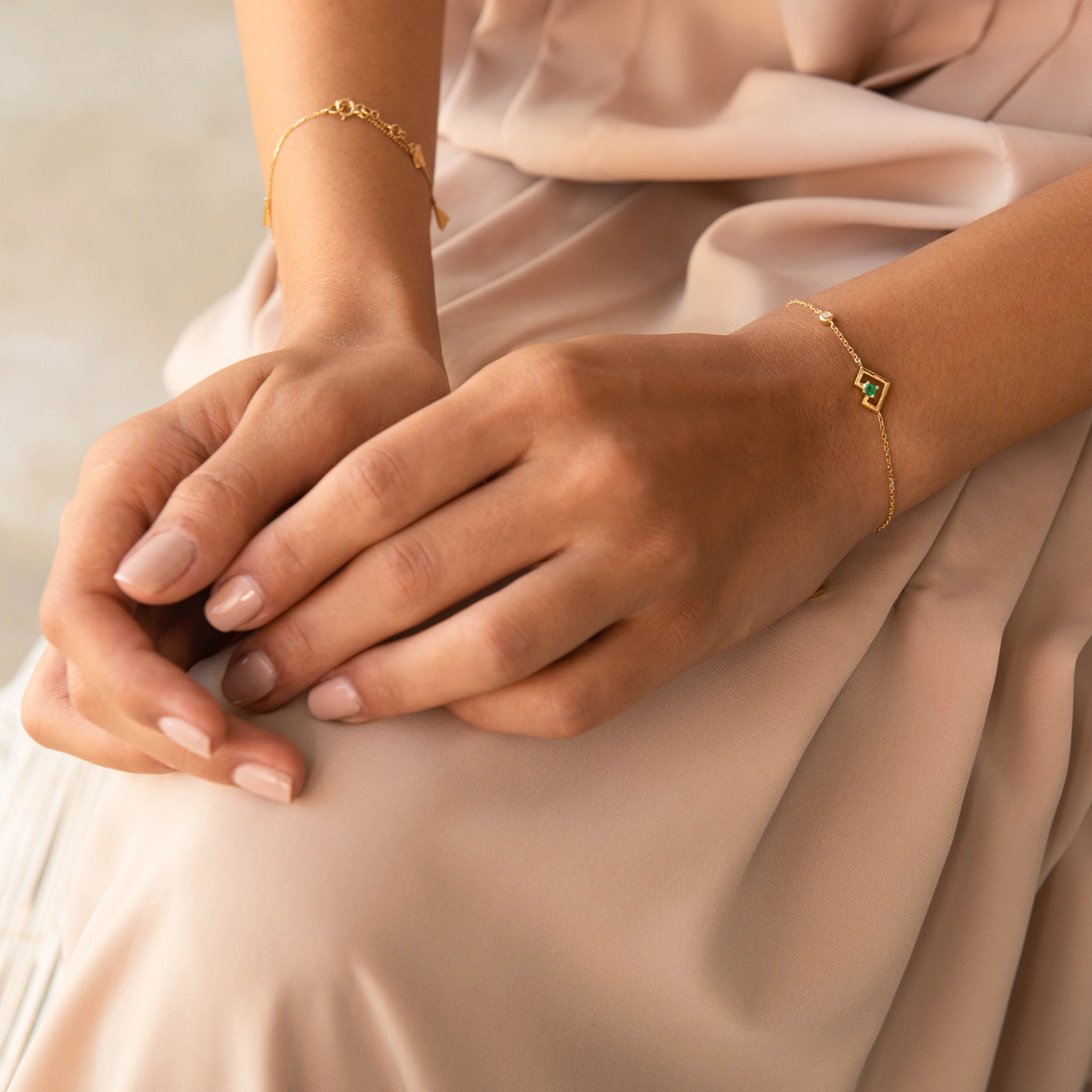 Heart of Gold Bracelet With Gems Stone