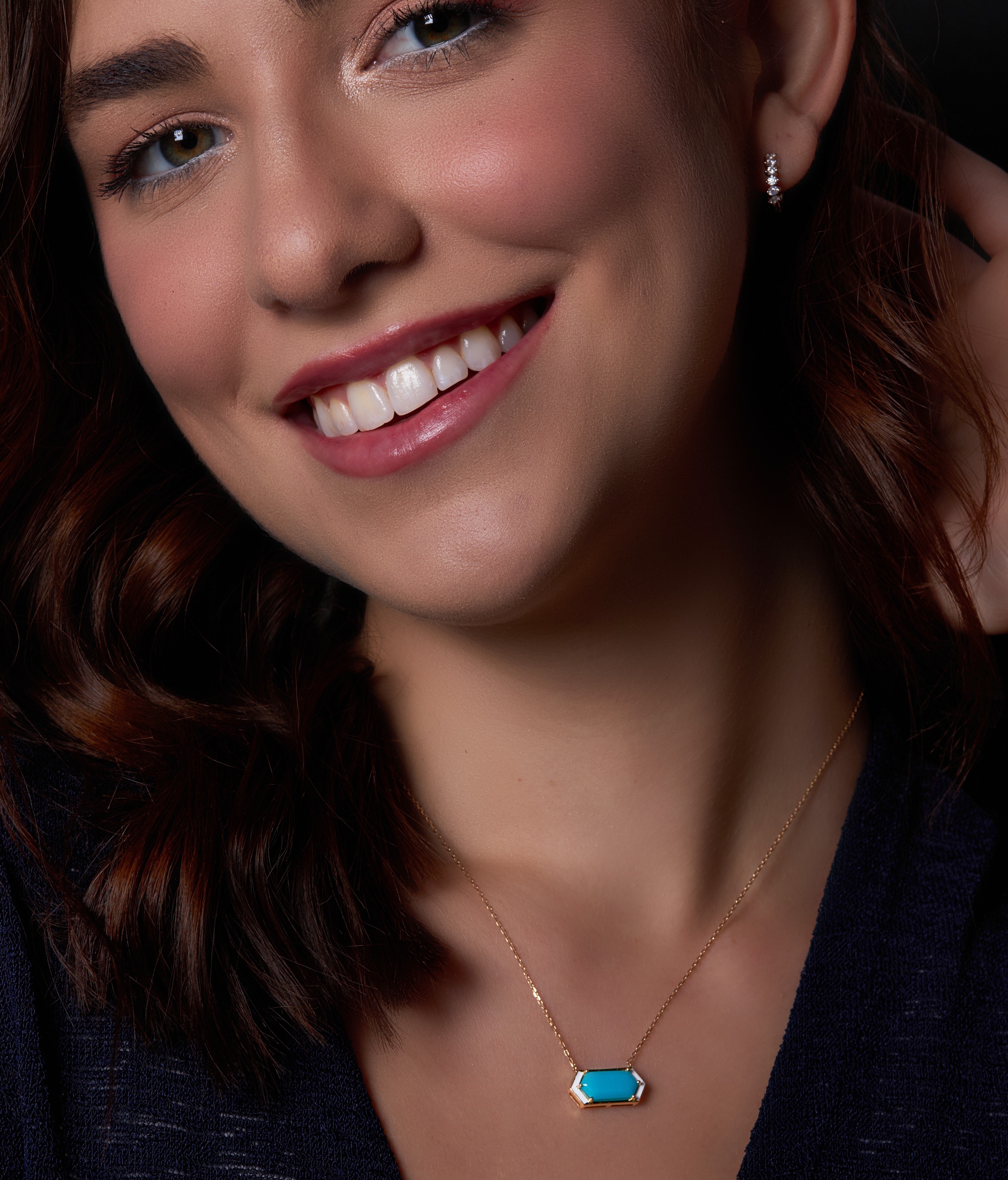 YellowGold with Natural Turquoise Stone and Enamel