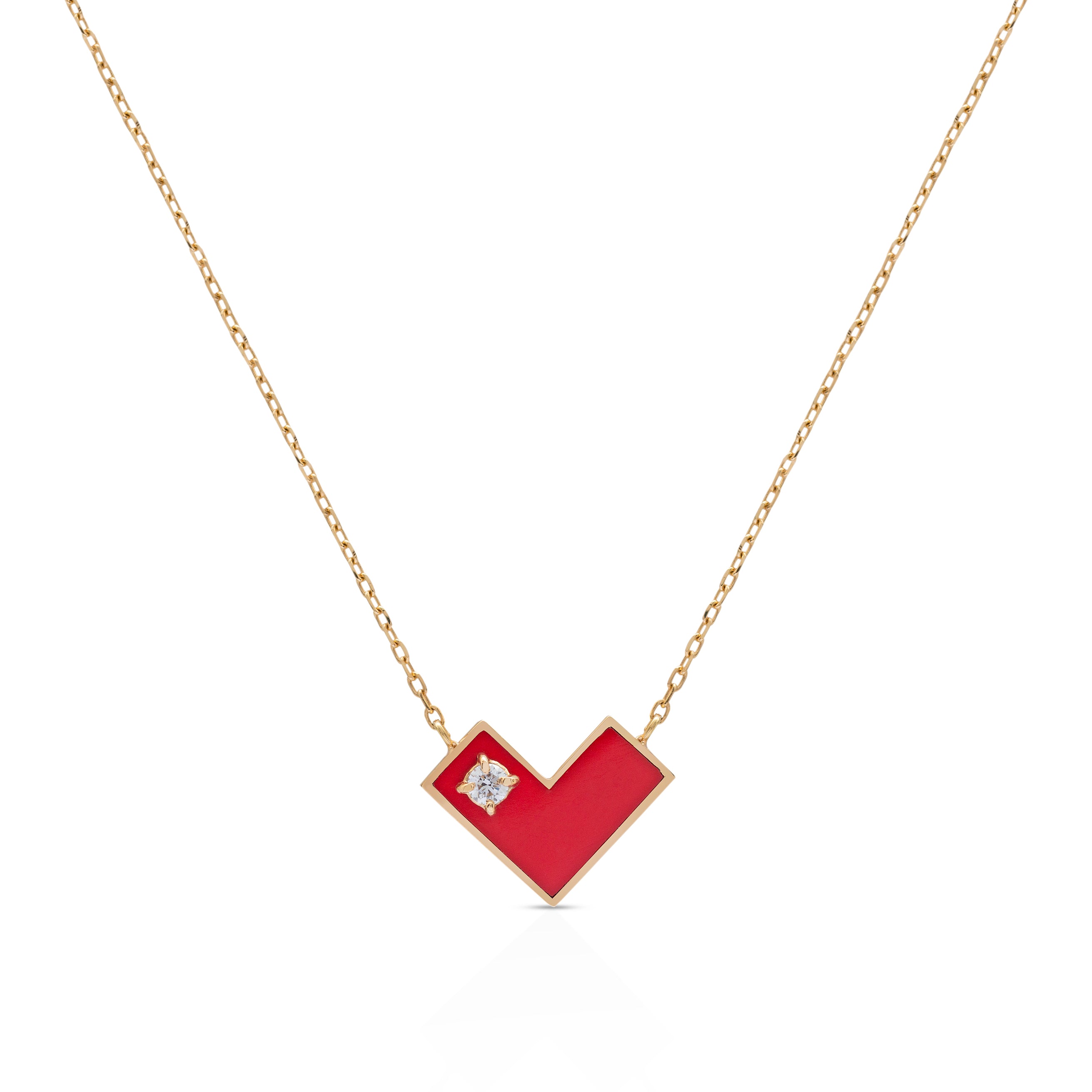 Heart Of Gold  Enamel Necklace