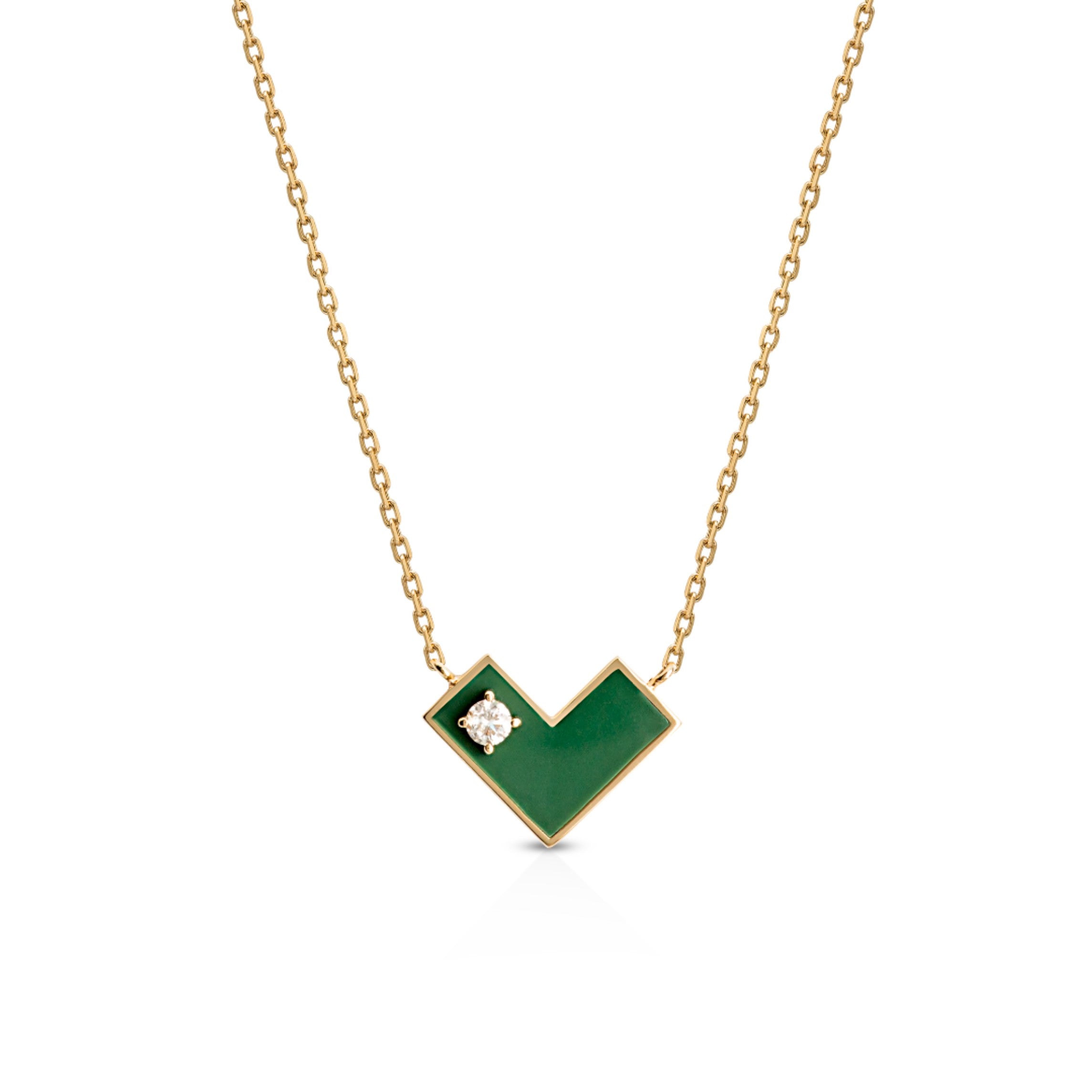 Heart Of Gold  Enamel Necklace