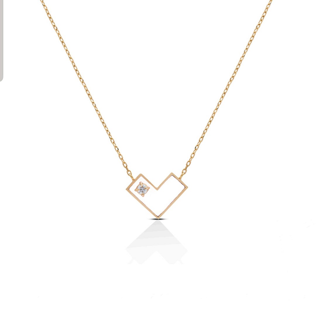 Heart Of Gold  Enamel Necklace