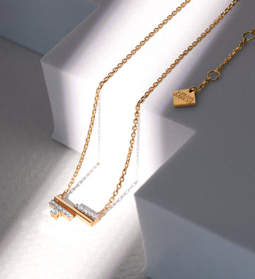 Lines Arabic Alphabet Word Necklace (حب) Full Diamonds