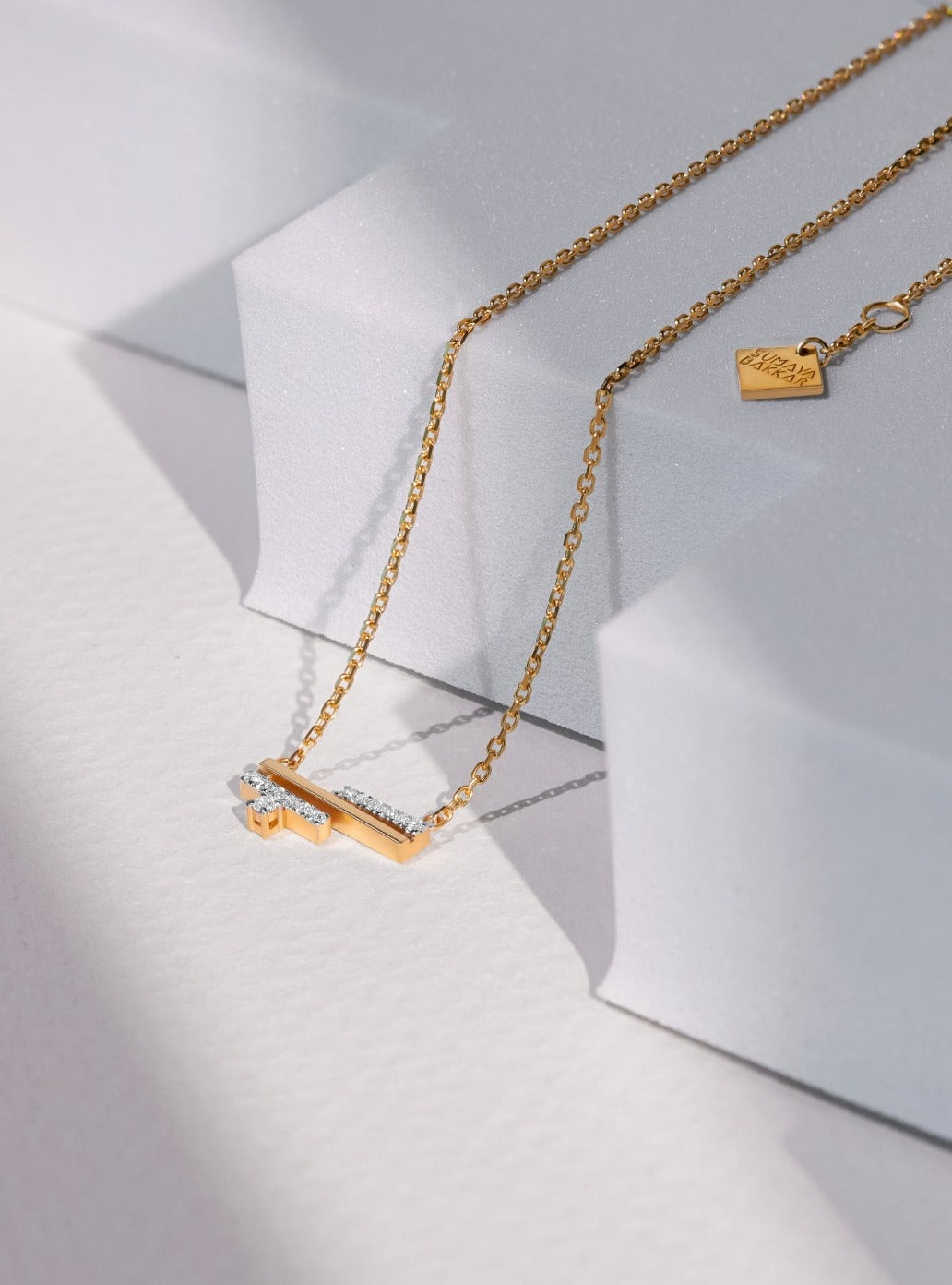 Lines Arabic Alphabet Word Necklace Hub Full Diamonds