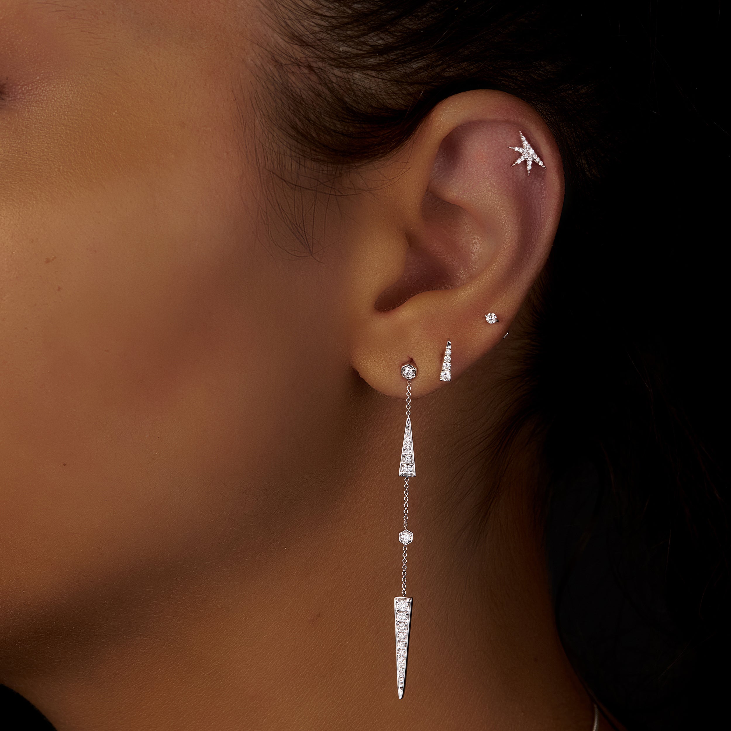 Tarakeeb shape Earrings with Diamonds