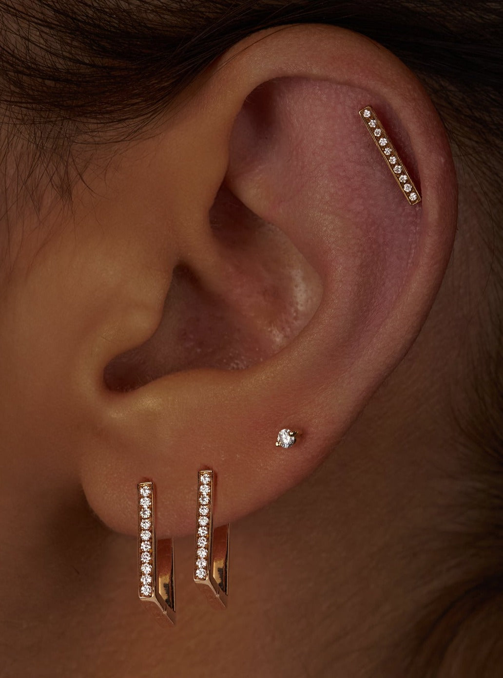 Square Shape Earrings with Diamonds (White Gold)