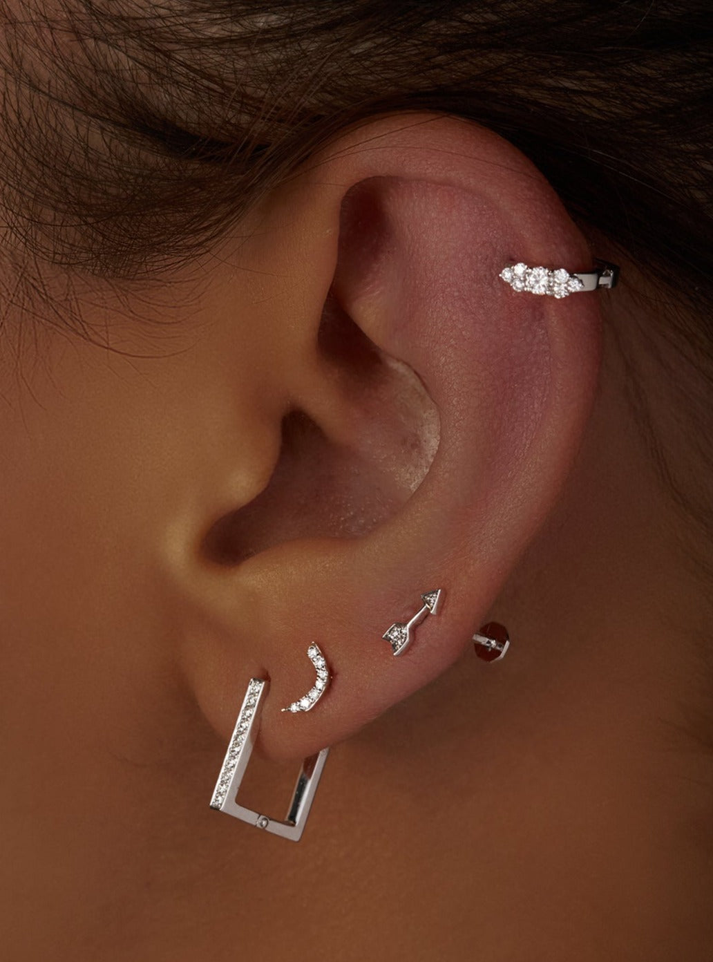 Square Shape Earrings with Diamonds (Rose Gold)