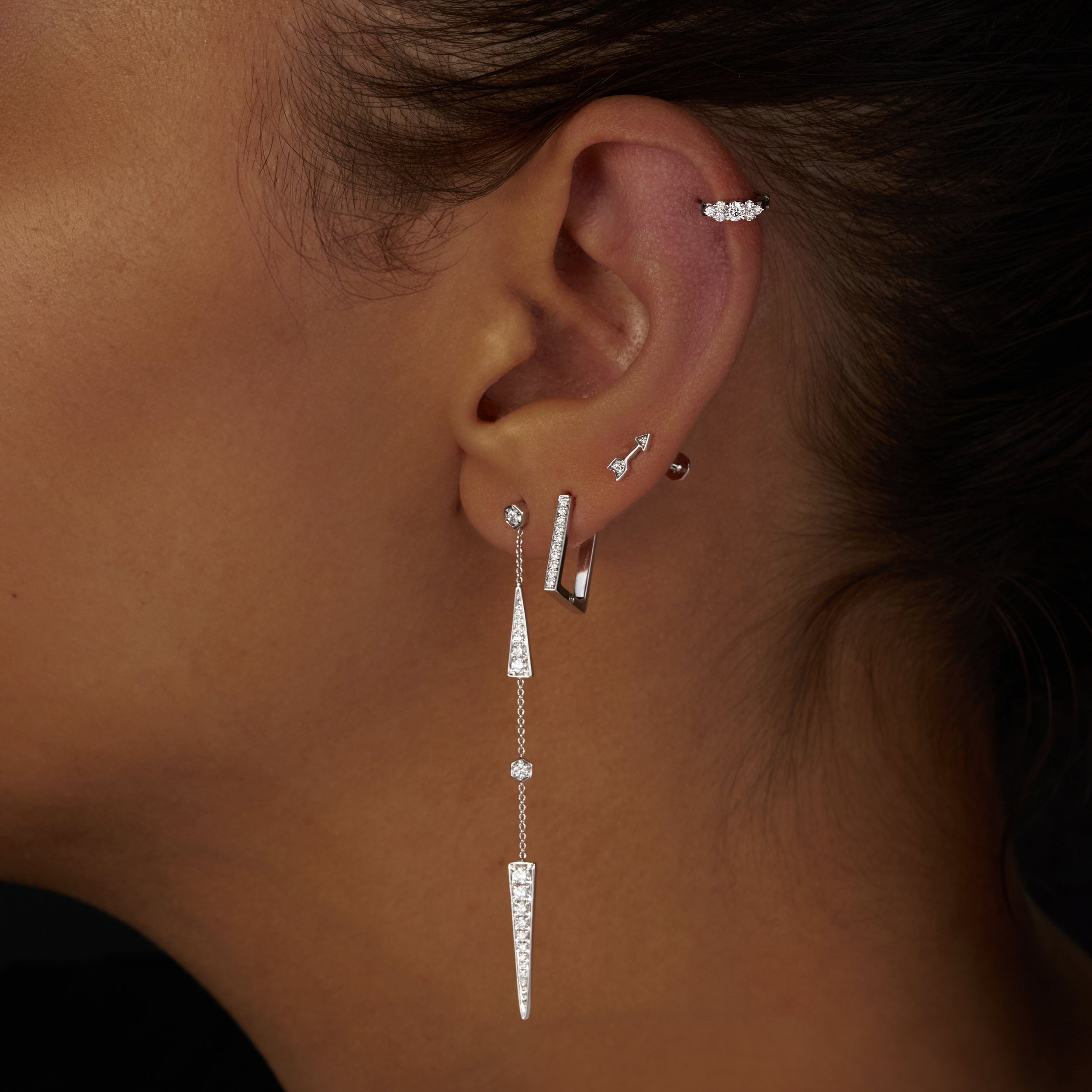 Tarakeeb shape Earrings with Diamonds