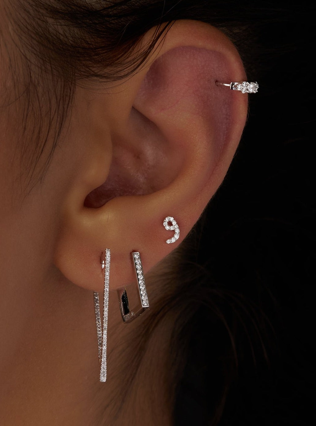 Triangle shape Earrings with Diamonds (Rose Gold)