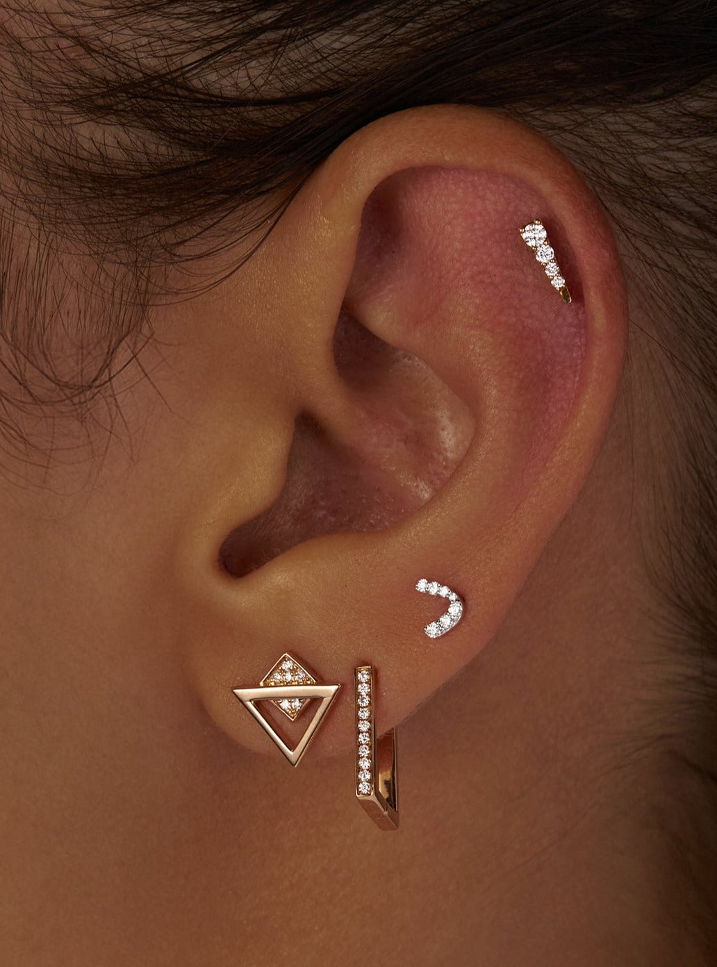 Square Shape Earrings with Diamonds (Rose Gold)