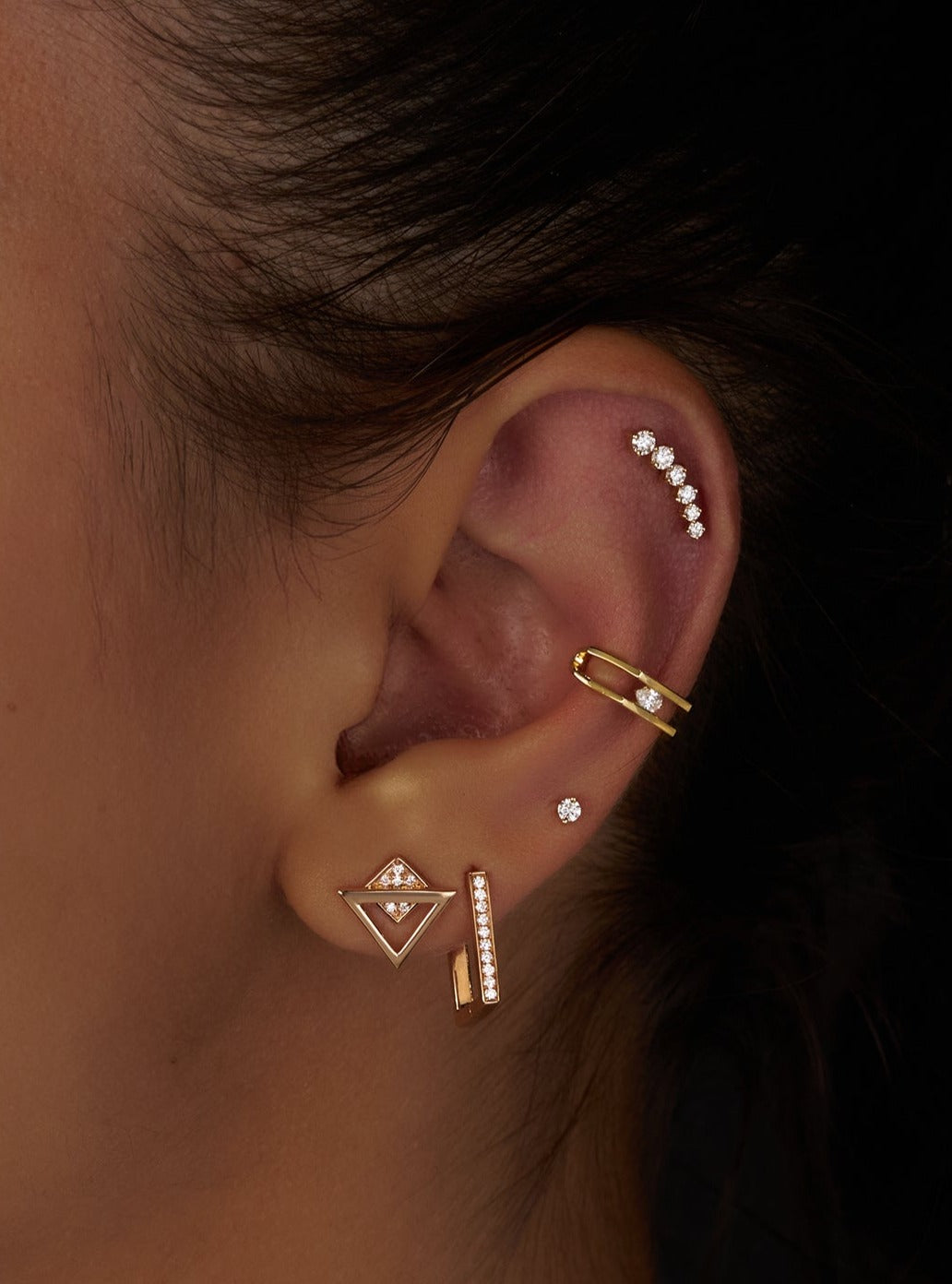 Square Shape Earrings with Diamonds (Rose Gold)