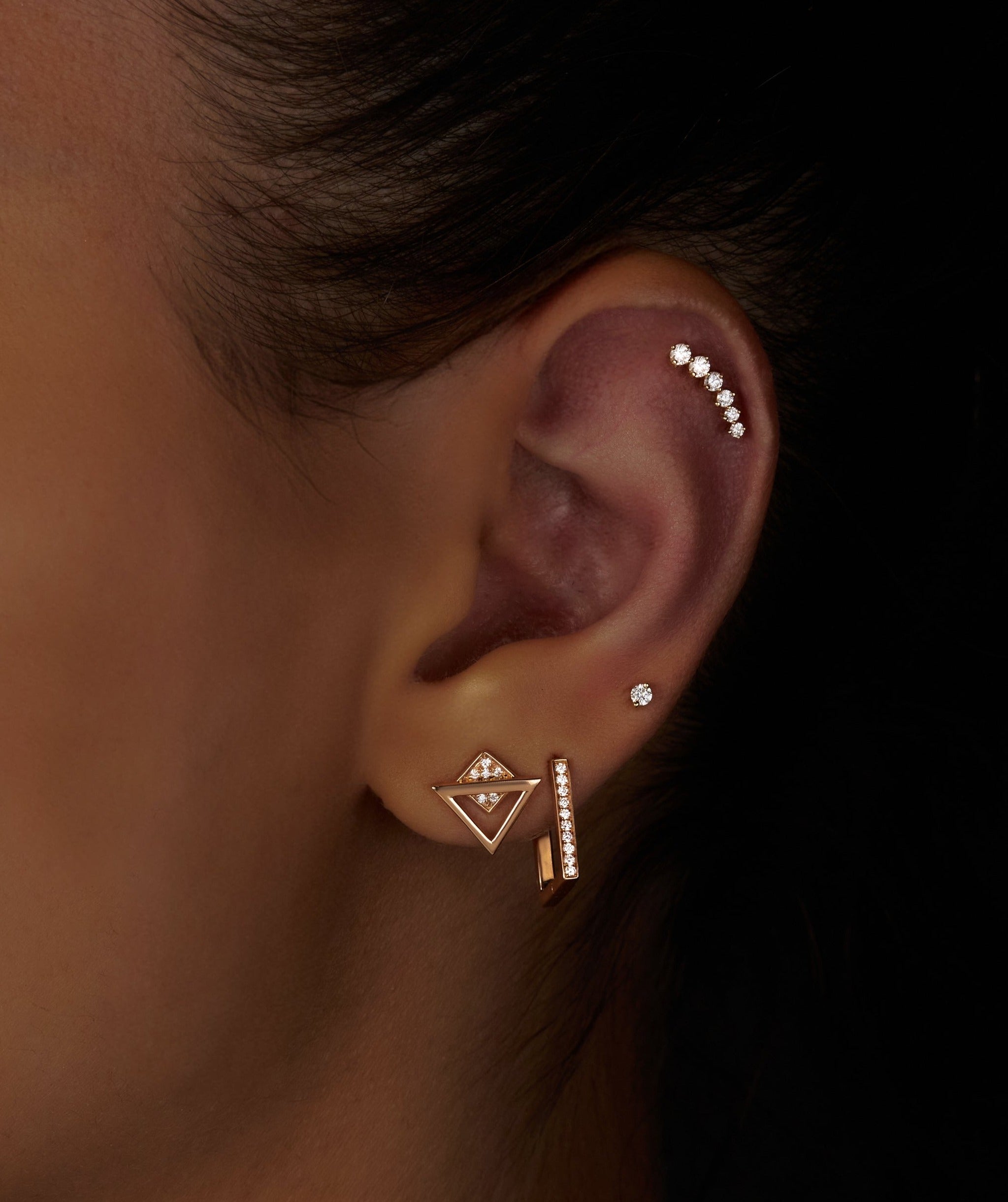 Square Shape Earrings with Diamonds (White Gold)