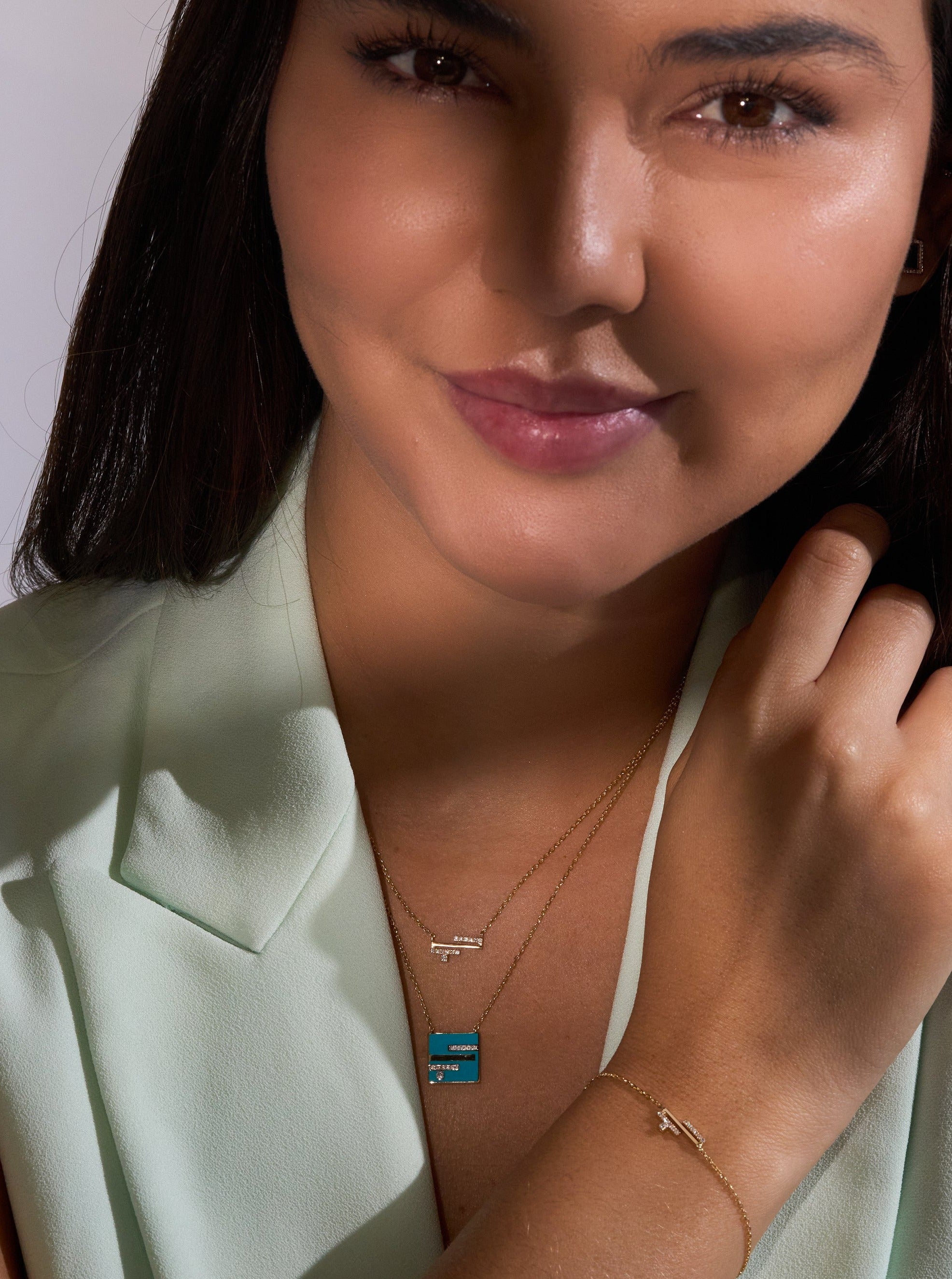 Lines Arabic Alphabet Word Bracelet   Hub Full Diamond