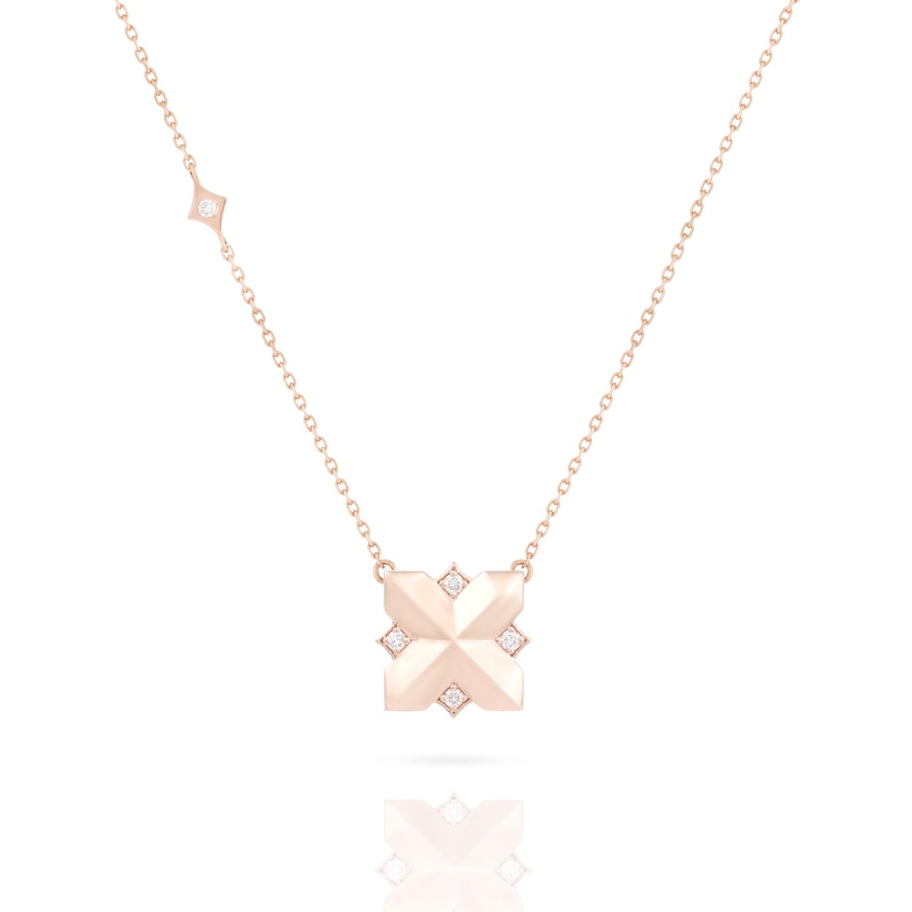 Golden Rose Necklace with Pearls