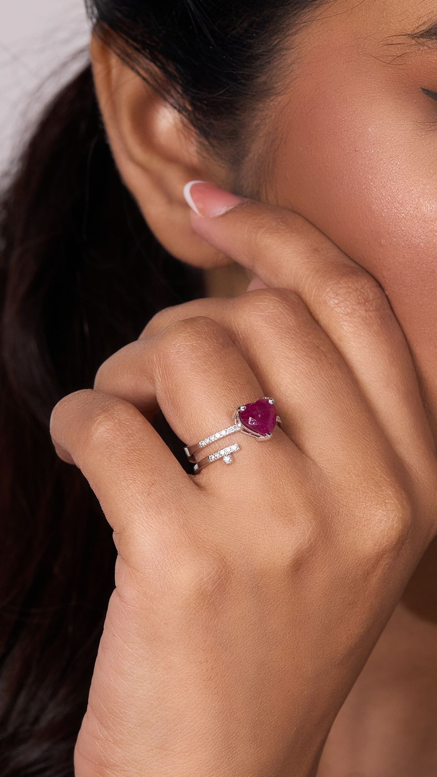 (Hub)Ring Ruby Stone with Diamonds