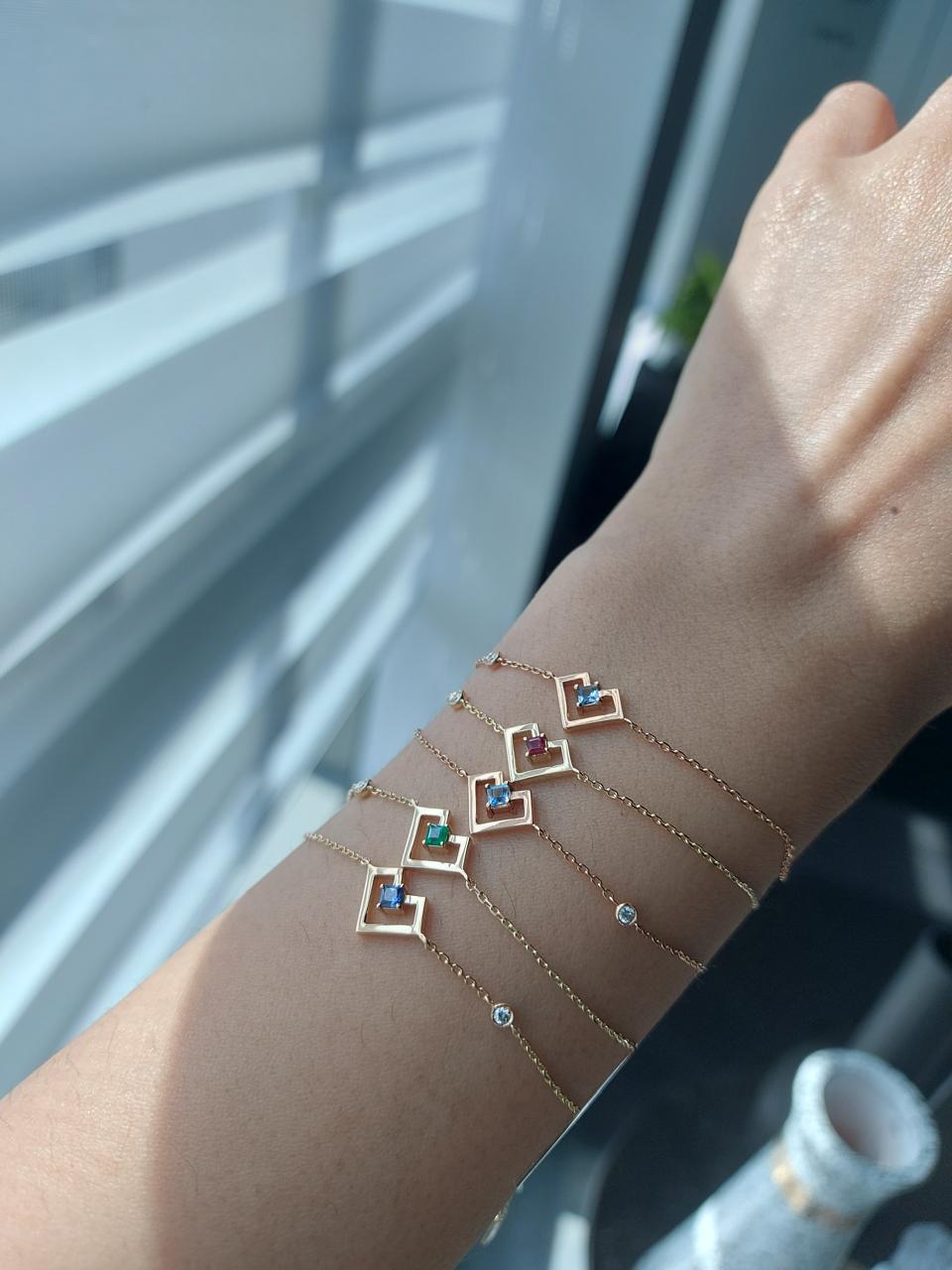 Heart of Gold Bracelet With Gems Stone