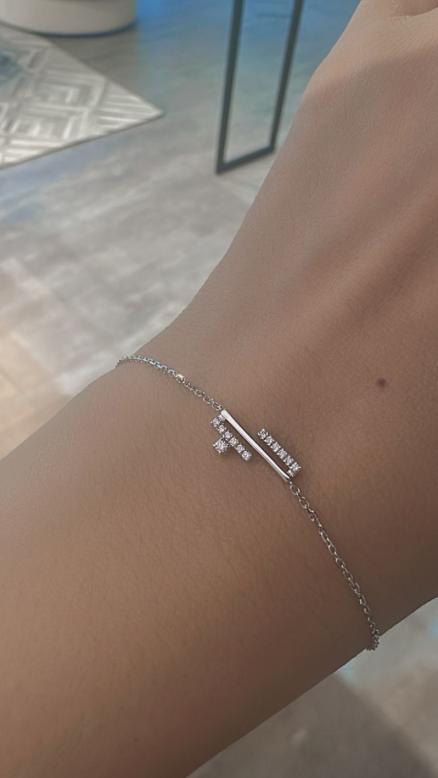 Lines Arabic Alphabet Word Bracelet   Hub Full Diamond