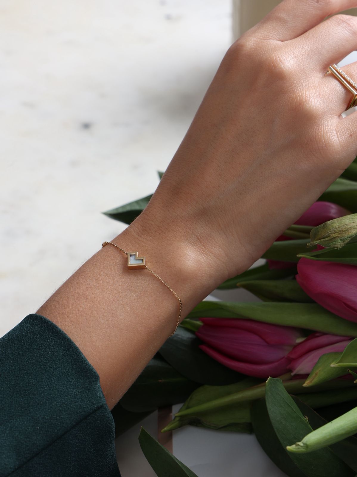 Heart of Gold Bracelet With MOP