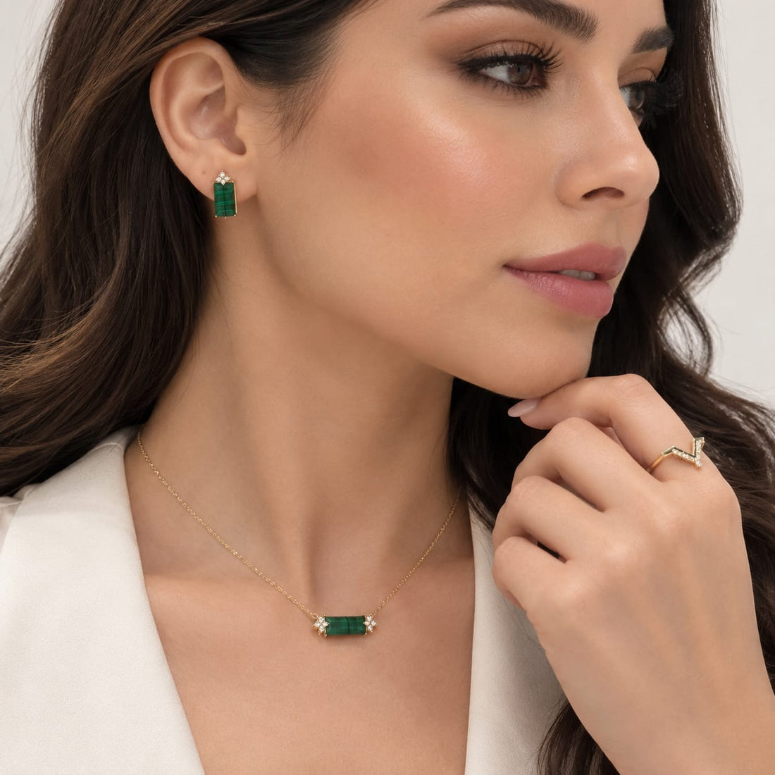 Malachite Necklace with Diamonds