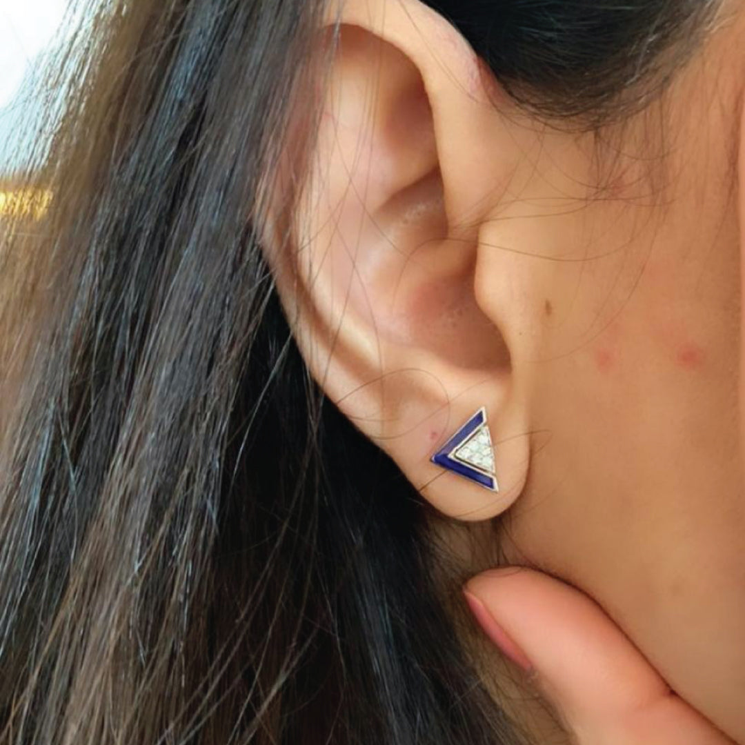 Imtinan Earrings,  Enamel with Diamonds