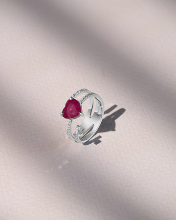 (Hub)Ring Ruby Stone with Diamonds