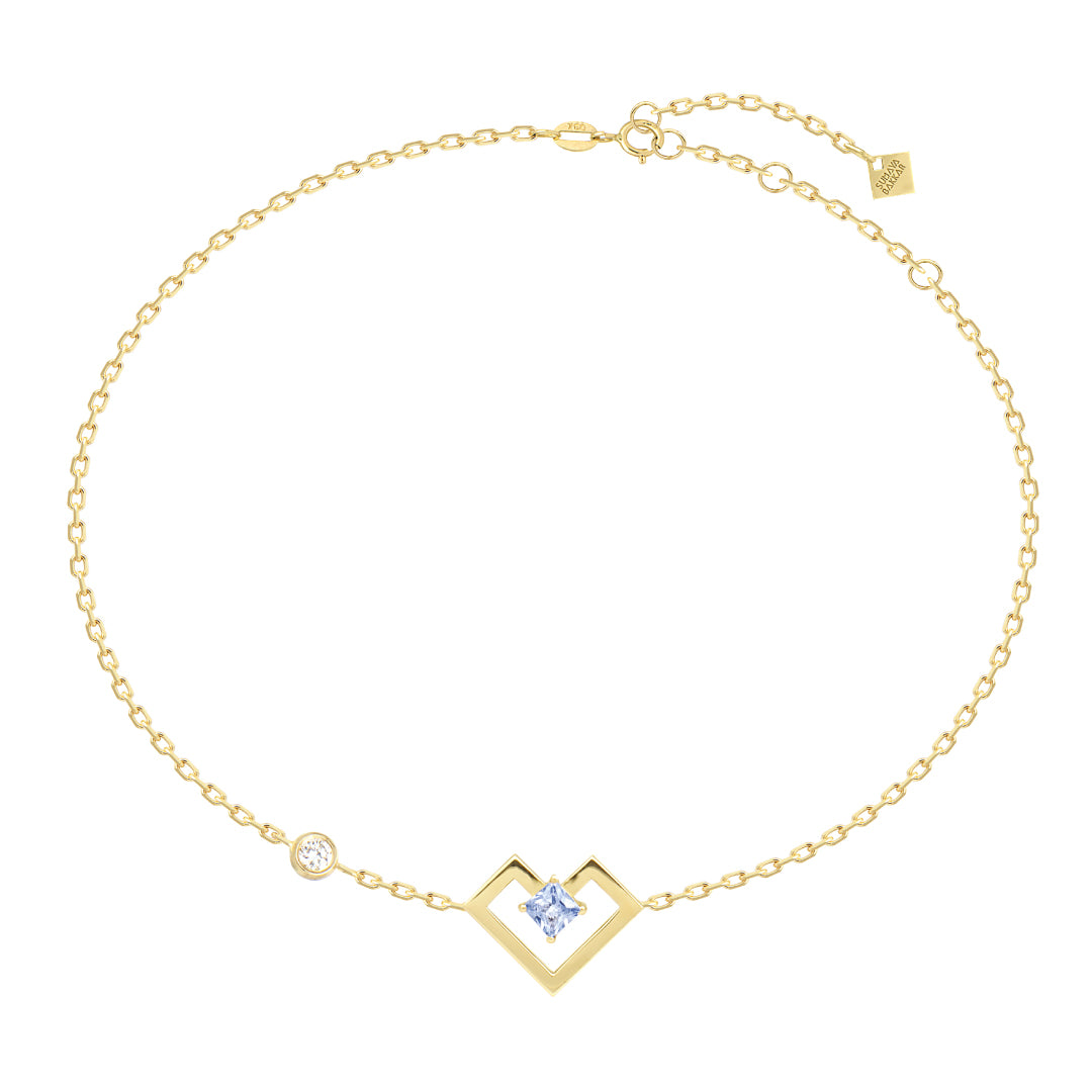 Heart of Gold Bracelet With Gems Stone