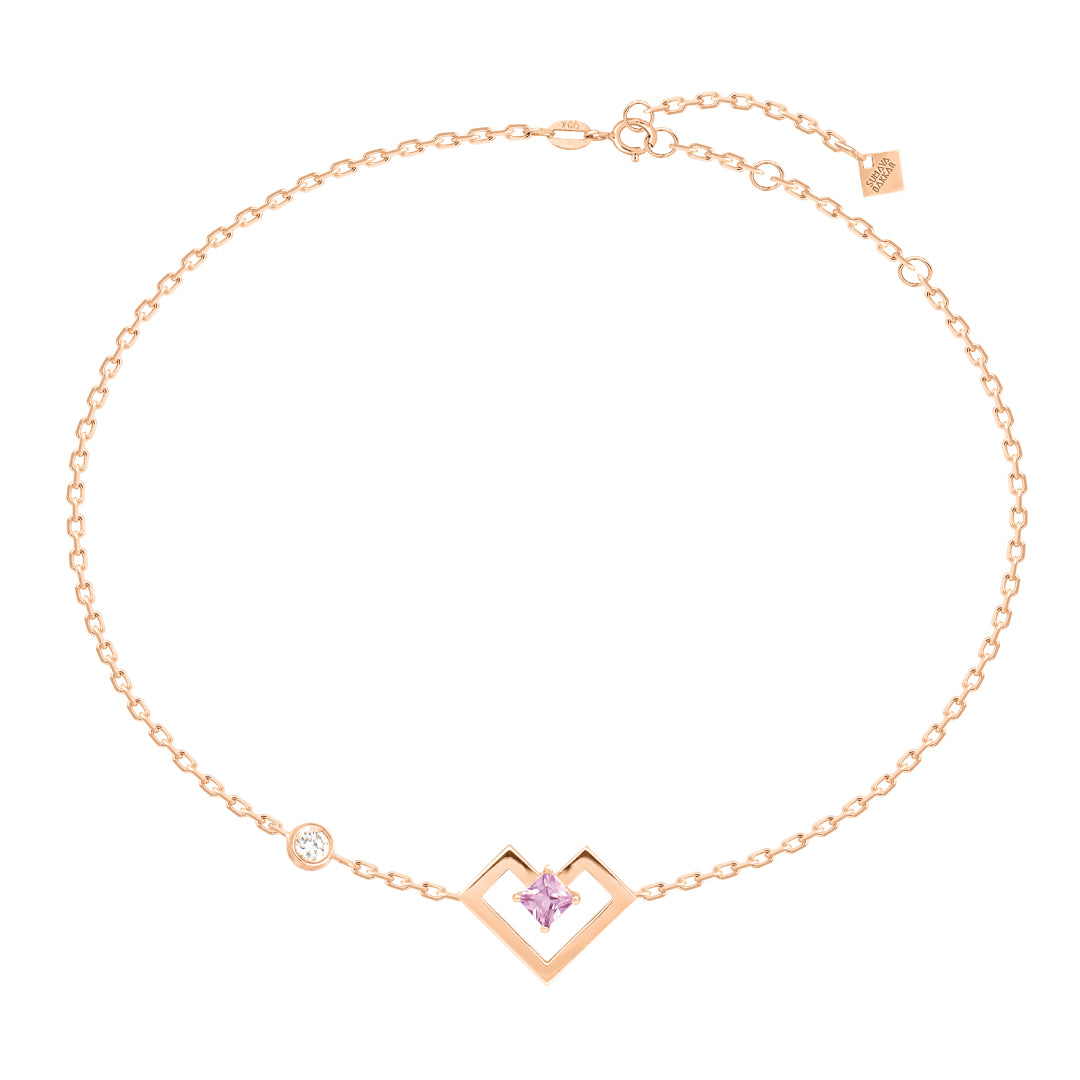 Heart of Gold Bracelet With Gems Stone