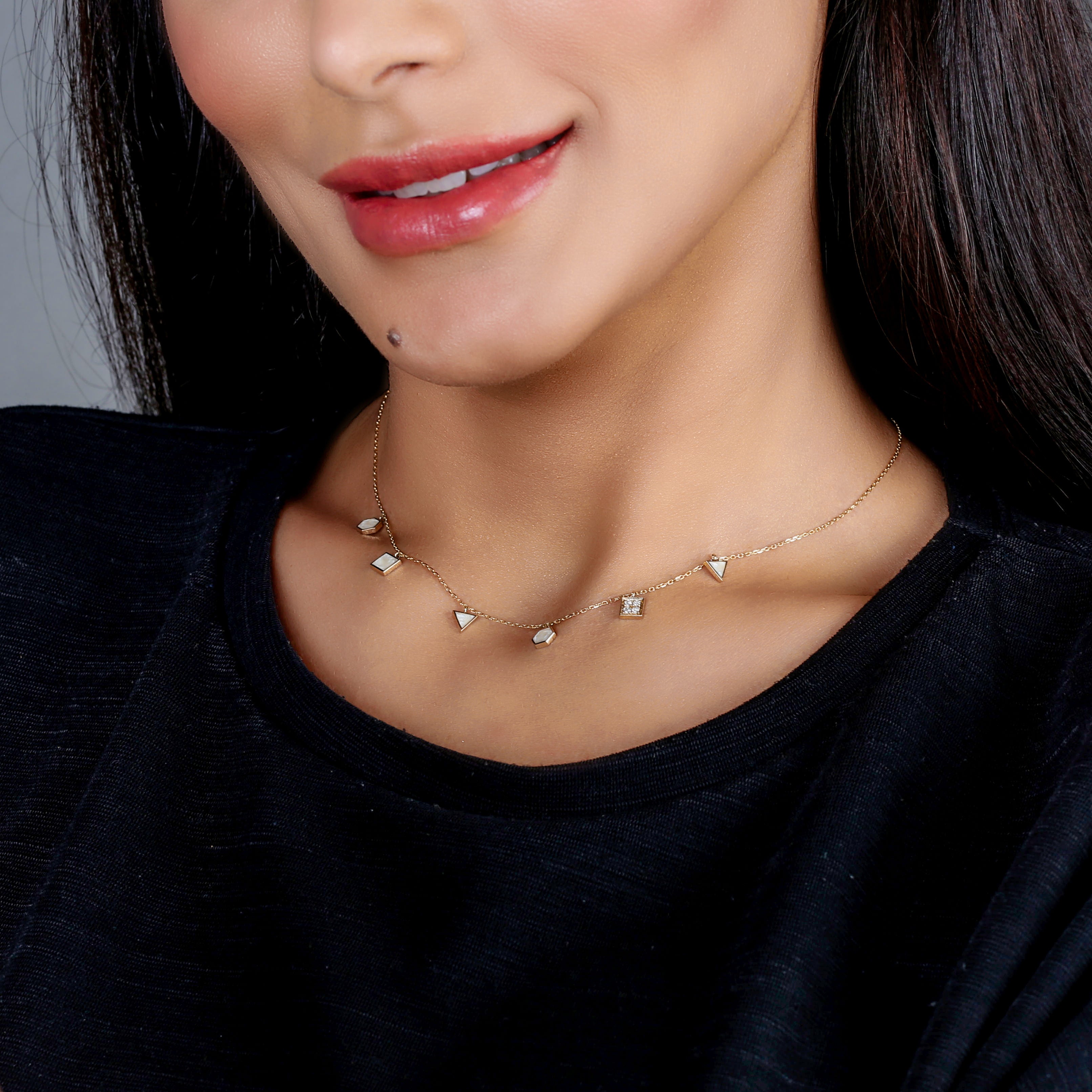 Geometric Choker - Mother Of Pearl Enamel.