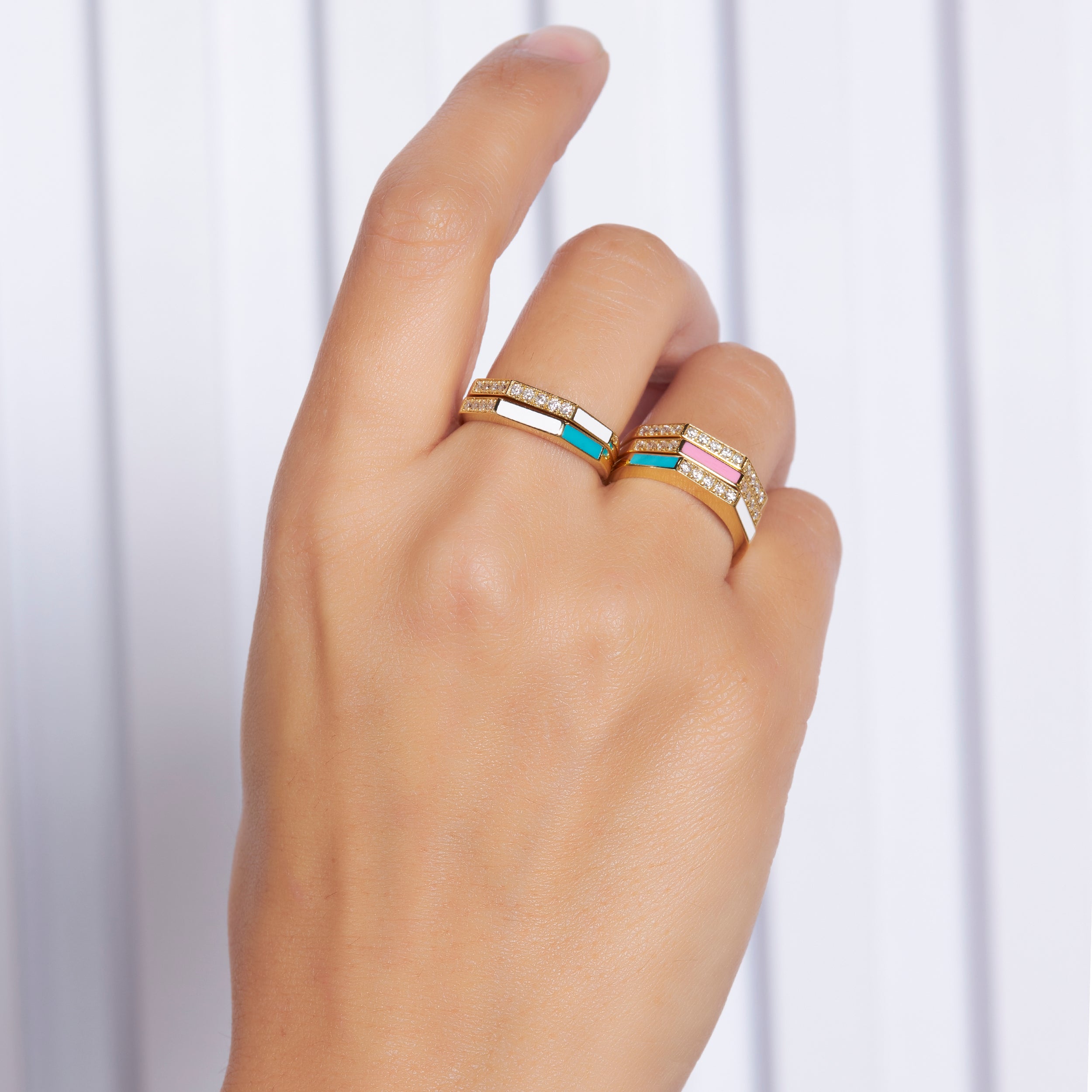 Diamonds and Enamel Ring